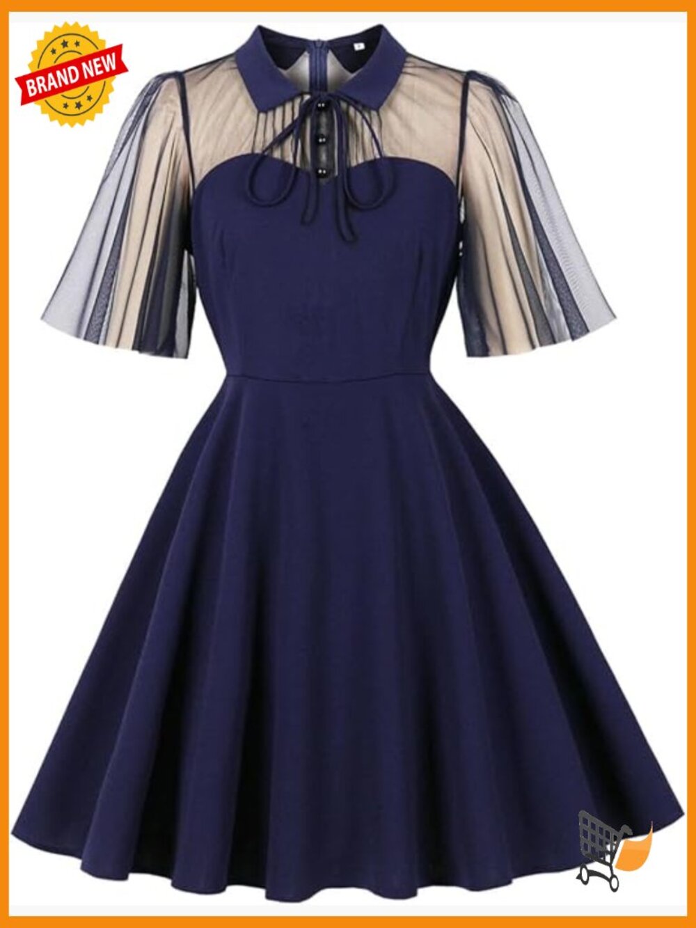 Gothic Cocktail Dress with Cutout Keyhole Collar Illusion Mesh Sleeve Mini